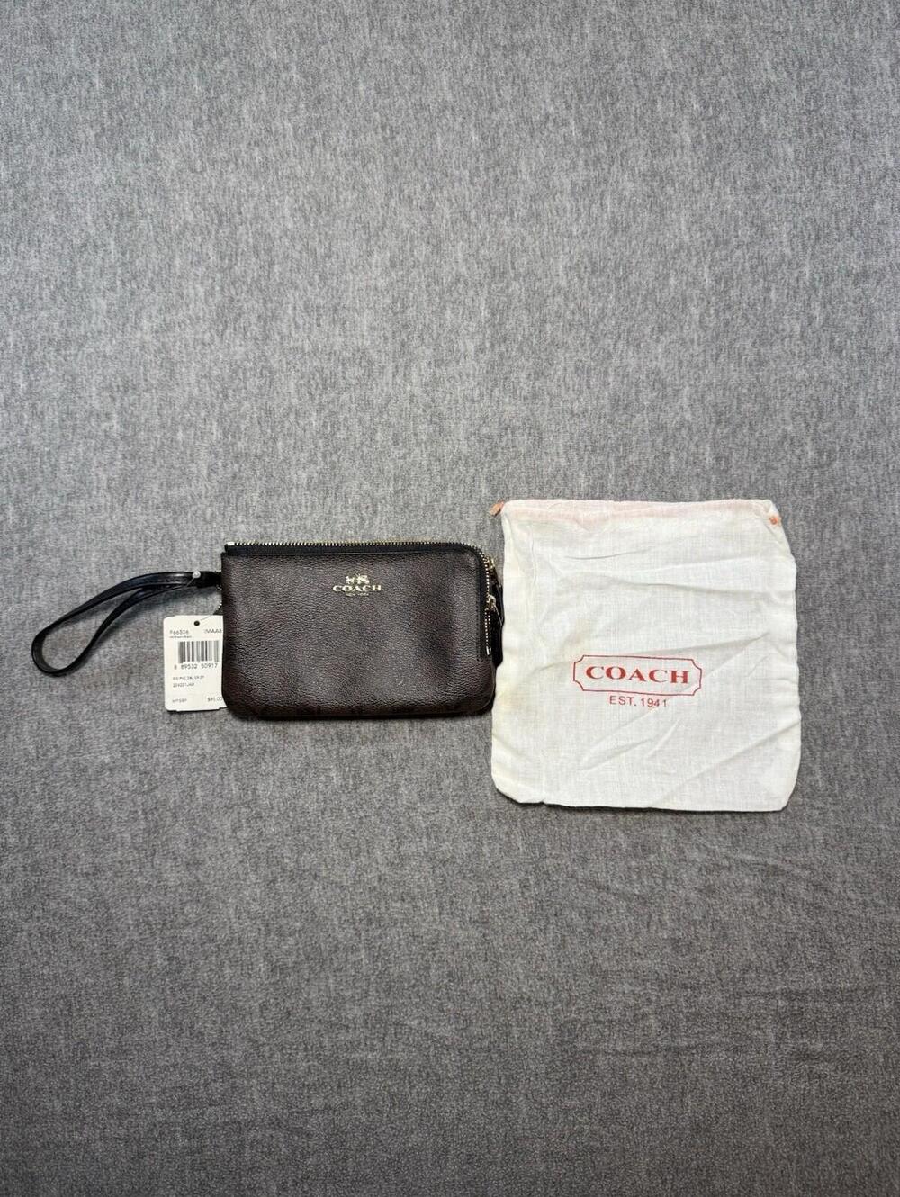 NEW Coach Signature Double Zip Wallet-Brown/Black/F66506/Original Bag